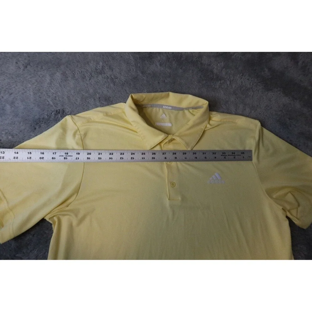 Adidas Golf Men's Yellow Short Sleeve Polo Shirt SZ Large Athletic Casual Fit